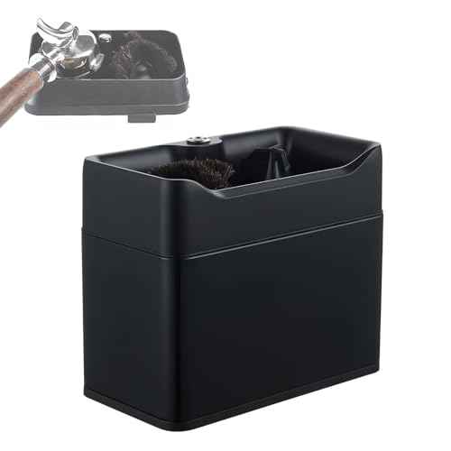 Glowdora Limpiador De Portafiltros Eléctrico para Café, Máquina De Limpieza Automática De Mango De 58 Mm, Incluye 2 Raspadores Y 2 Cabezal De Cepillo para El Hogar, Cafetería, Restaurante Black