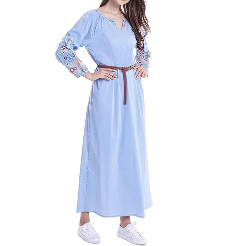 Robe maxi décontractée d'été à rayures manches longues femme M
