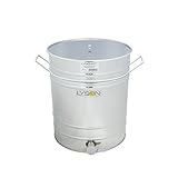LYSON Abfüllbehälter 100l (ca. 135 kg) für Honig Abfülleimer mit rostfreiem Quetschhahn, Edelstahl Absetzbehälter zum Honigaufbewaren mit Deckel und Griffen - TYPE (304) Hobbock Abfüllkübel