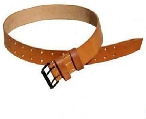 Ceinturon Militaire en Cuir Véritable de Haute Qualité Avec Boucle à Double Griffe Ceinture Homme et Femme en Doubles Pointes Couleurs Marron Taille Réglable Idéale Pour Les Jeans et Vêtements (120cm) Cover