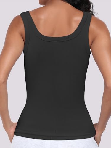 Image of ANRABESS Womens Sleeveless Scoop Neck Tank Top Ribbed Fitted Summer Basic Slim Cute Tops 2026