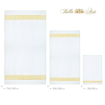 Belle Arti Premium Mäander Handtücher Duschtücher Gästetücher Flauschige Frottee Baumwolle (50 x 100 cm, Weiss) – Bild 5