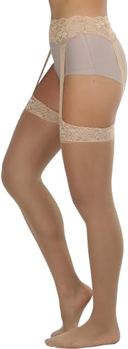 Image of ToBeInStyle Women's Attached Garter Belt Suspender Nylon Stocking Pantyhose