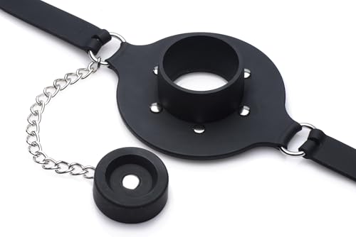 Bâillon d'alimentation silicone noir Master Series pour jeu de rôle de table - 4