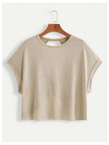 Image of SOLY HUX Women Open Back Tops Workout Backless Tee Casual Athletic Shirts Short Sleeve Oversized Gym T Shirt