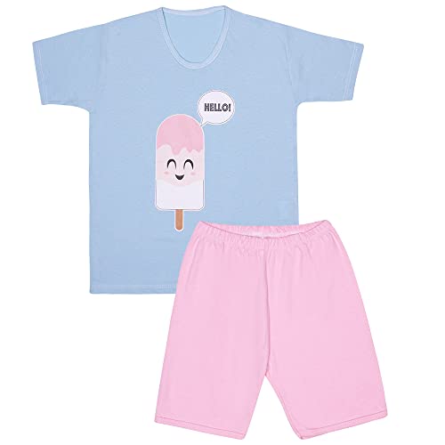 Conjunto Infantil kit 4 peças Roupa Juvenil 4 camisetas + 4 shorts Menina 2 a 10 (4)