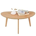 FIRMINANA Small Oval Coffee Table Mid Century Modern for Living Room Center Minimalist Display Coffe Table,Nature Wood,18.9" D x 33.47" W 15.75" H