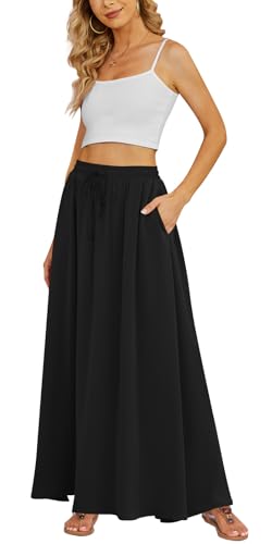 Yincro Women's Flowy Maxi Skirt Summer Pleated High Waisted Casual