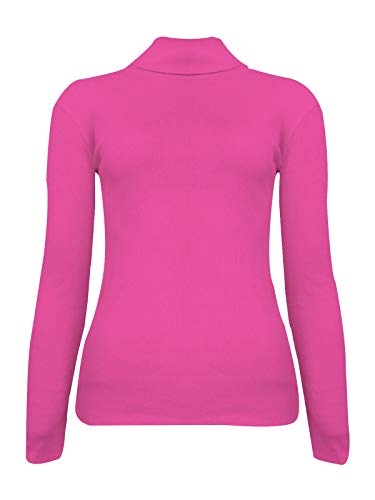 Image of REAL LIFE FASHION LTD Ladies Turtle Neck Rib Knit Jumper Long Sleeve High Polo Neck Top Womens Winter Fashion Tunic Formal Casual Wear Ribbed Sweater Top (Cerise UK 12-14)