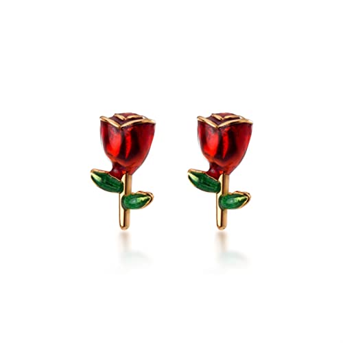 Boucles d'oreilles rose rouge romantique femme pour soirée banquet et bijoux de mode