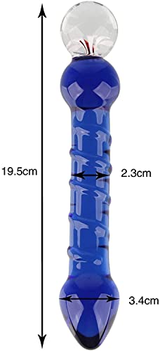 Beauty7 19,5 cm volledig glas echte dong dildo (230 g) volledig glas G-spot stimulatie anale butt plug - kleur: blauw - 004 - Afbeelding 3
