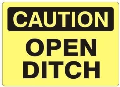 Amazon.com: Caution Open Ditch Sign, OSHA Fall & Tripping Hazard Metal ...