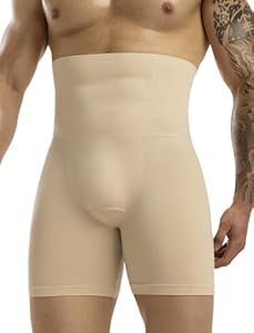 MISS MOLY Shapewear Boxer pour Homme Taille Haute Short de Compression sans Couture Sculptant la Silhouette Sous-Vêtements pour Homme Sculptant le Corps Contrôle du Ventre, beige, L