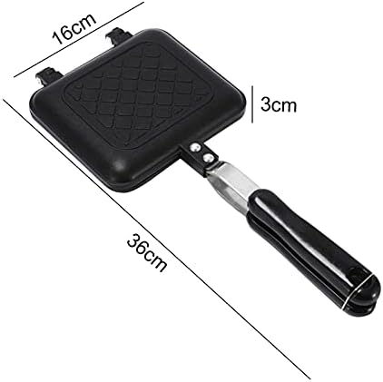 Camping Sandwich Toaster Grill Pan Stove Top Toastie Maker for Making Sandwiches, Waffles, Desserts, Steak, Meat, Eggs, Toast,36x16x3cm(Black)