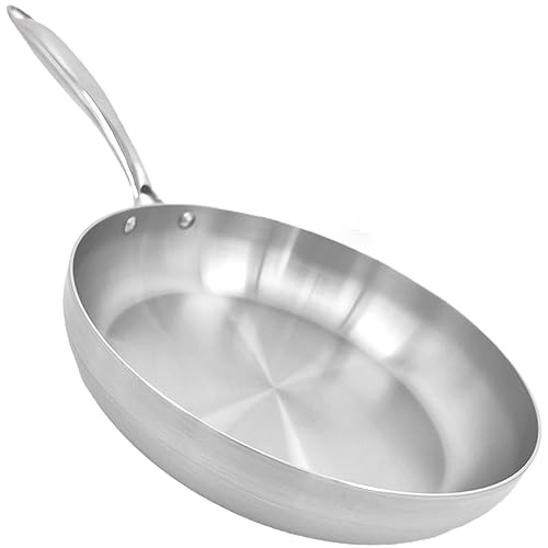 Chabrias Ltd Stainless Steel Chef Pan Frying Pan Cooking Pan Tri-Ply Compatible with All Heat Sources Inc Induction British Made (26cm Frying Pan)