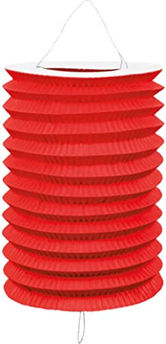 Zuglaternen aus Papier als Deko für Geburtstag, Party und Gartenparty | Ø16cm, Höhe 20cm, mit Metallbügel | Papierlaterne Laterne Lampion Partydeko, Farbe: Rot