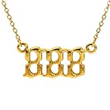 HIJONES Mujer Acero Inoxidable ‌Collar con Pendiente de Número Ángel 111-999 y Recubrimiento de Oro‌ Oro 888