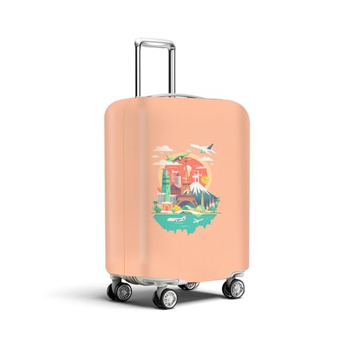 HOMETITUTE World Travel Landmark Luggage Cover 22-24 Inch Medium
