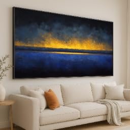 Tableau abstrait moderne bleu nuit et or XINBAO décoration murale 21x30