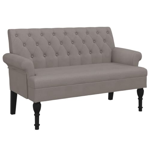 vidaXL Banc avec Dossier, Canapé avec Accoudoir, Banquette avec Pieds en Bois, Siège de Salon Salle de Séjour, Moderne, Taupe Tissu