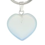 Lebensquelle Plus Ciondolo a cuore in vera pietra 2x2 cm (Vetro opale)