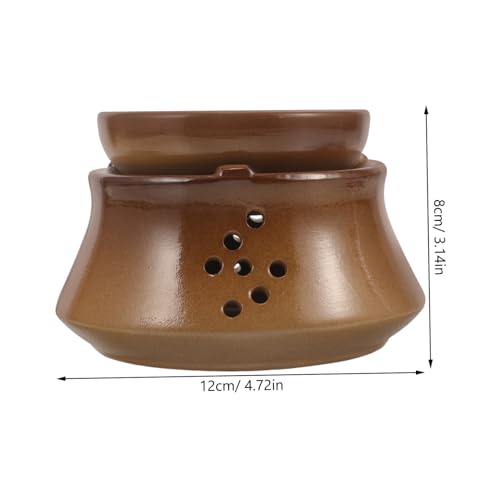 SOLUSTRE Japanese Ceramic Tea Cup Warmer Rustic Coarse Pottery Heater Non- Base for Home Tea Brewing and Relaxation Burner