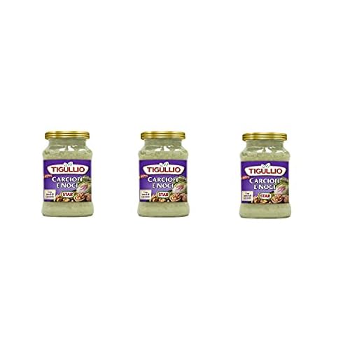 3 BARATTOLI SUGO TIGULLIO STAR CARCIOFI E NOCI SUGHI PASTA CON CUORI CARCIOFO 3x185gr
