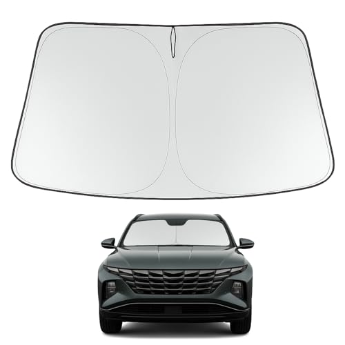 Image of Proadsy Windshield Sun Shade for Hyundai Tucson 2026 2025 2024 2023 2022 Front Window Sunshade Protector Foldable Sun Visor Blocks UV Rays Keep Car Cooler | 240T Heat Shield, Drops Temp 54F, Blocks 99% UV, Prevents Dashboard Cracking, Summer Parking & Beach Trips, Easy Twist-Fold