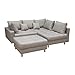 Produktbild riess-ambiente.de Modernes Ecksofa Kent 220cm hellgrau inkl. Hocker und Kissen Schlafsofa Schlafcouch Couch Wohnlandschaft Eckcouch Couchgarnitur