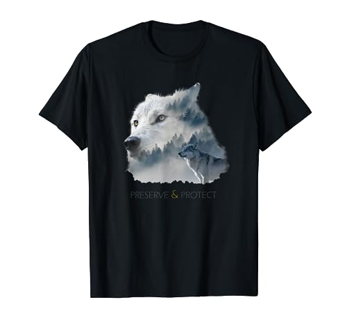 Wolf Preserve & Protect Protección del medio ambiente animal Arte Surreal Camiseta