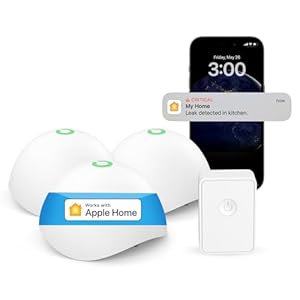 meross Smart Water Sensor Alarm 3 Pack, WiFi Water Leak Detector Support Apple HomeKit, SmartThings, IP67 Waterproof with App Alerts, Alarm, 100M Range for Home Basement Kitchen (Meross Hub Included)