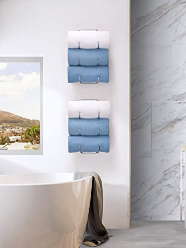 Elbourn Towel Rack, Set Of 2 Towels Holder Wall Mounted Washcloths Shelf Metal Storage Organizer For Bathroom - Chrome #TOP3