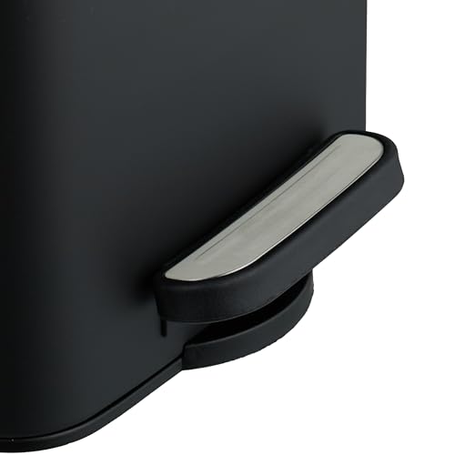 Relaxdays Kosmetikeimer, 8 L, Absenkautomatik, entnehmbarer Inneneimer, Metall, Bad Mülleimer, inkl. Müllbeutel, schwarz