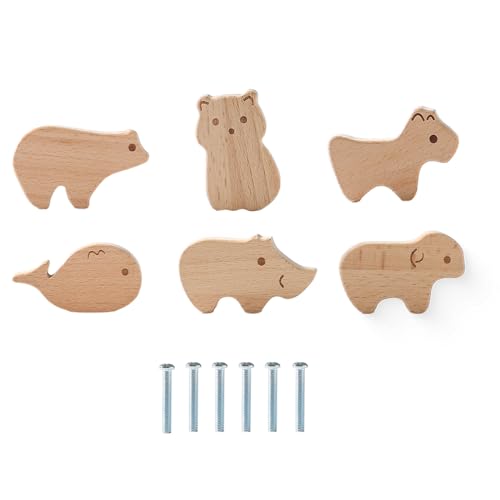 木製引きハンドル丸い木製ノブ動物パターンは、家具のための複数スタイルのノブを引っ張るユニークな食器棚ハンドル