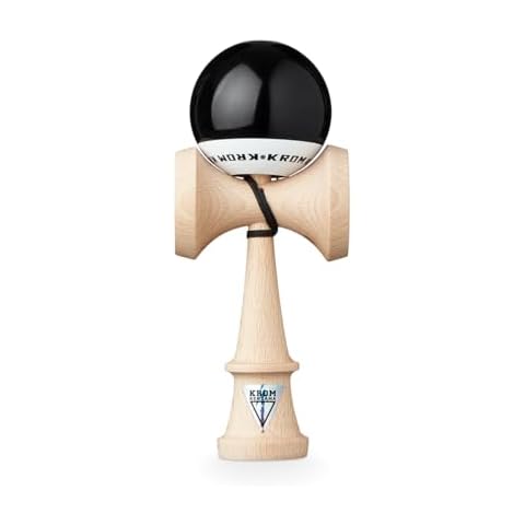 KROM - Kendama Toy POP LOL Black - High Wood Quality - Extra Strong - for Beginner and Pro - Gift Pack : Extra String + Stickers Cover