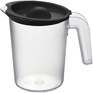 Harfield Tableware Roltex Small 500ml Plastic Frosted Clear Jug and Black Lid Reusable Virtually Unbreakable, Transparent