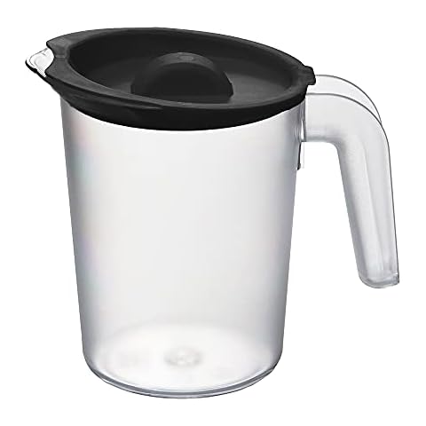 Harfield Tableware Roltex Small 500ml Plastic Frosted Clear Jug and Black Lid Reusable Virtually Unbreakable, Transparent Cover