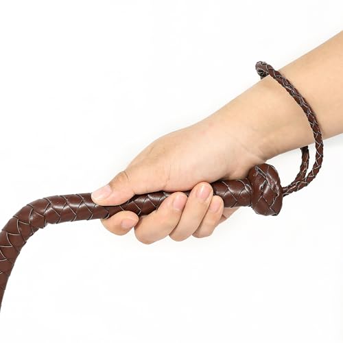 image for Parma77 Faux Leather Whip, 6.5 feet Costumes Equestrian Brown Whip Whi