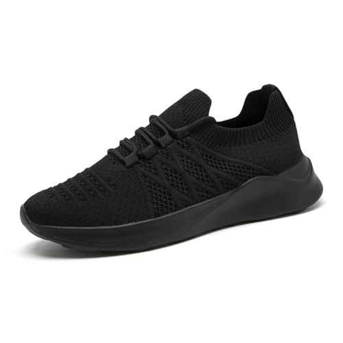 UROMGV Scarpe da corsa da donna, scarpe da ginnastica, scarpe da corsa, da tennis, da donna, leggere, traspiranti, per il tempo libero, per la palestra, B01 Nero, 39 EU