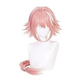 MoeLoli Astolfo Cosplay Wig Pink Long Braided Wigs for Women Costume Halloween