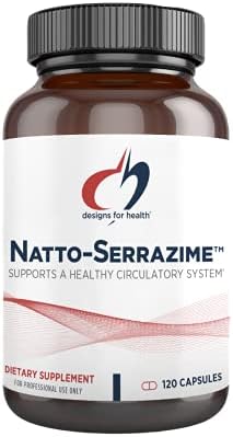 Designs for Health Nattokinase with Serrapeptidase - Natto-Serrazime + Proteolytic Enzymes - Designed to Support a Healthy Circulatory System + Immune Health - Non-GMO Supplement (120 Capsules)