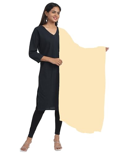 Image of Miraan Solid Pure Cotton Dupatta with Pom Pom Border, 2.25 meters length (DUPCOTTON)