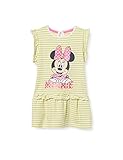 Vestido de manga corta Disney para bebé niña, de punto 100% algodón, con patrón a rayas y estampado delante de Minnie