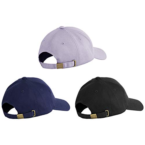 Meinicy 3Pcs Plain Structured Baseball Cap, Cotton Dad Hat Fits Men Women, Adjustable Low Profile (Black+Gray+Navy) #TOP5