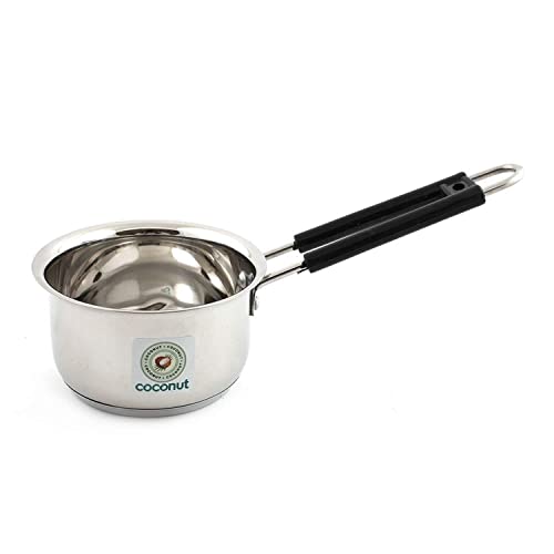 Image of Coconut Stainless Steel - Mirror Finish Sauce Pan, Tea Pan, Milk Pan Heavy Guage | Induction and Gas Stove Friendly | Rust-Resistant Cookware | Pack of 1 | 900 ml