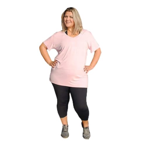 Camiseta Básica de Viscolycra Rosa Claro Plus Size G4-58 ao 62