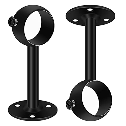 Soportes para barra de cortina de techo, 32 mm, color negro, paquete de 2 perchas de metal...