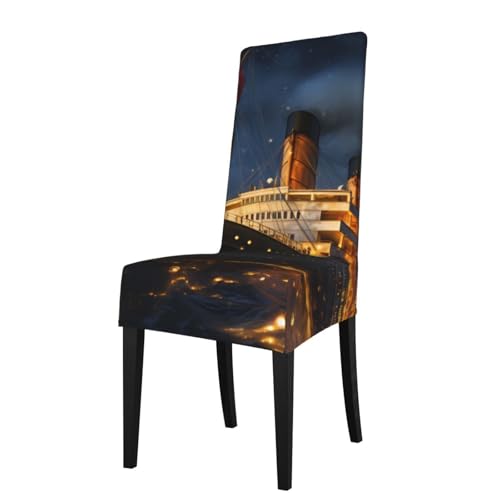 Gkicsen Titanic Cruise Ship Voyage Stretch Dining Chair Slipcovers, Removable Seat Covers, Washable Chair Protector for Kitchen