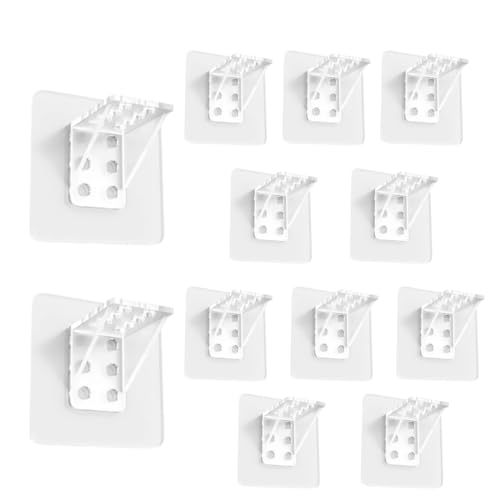 V&J Pack 12 Uds. Soporte Adhesivo para Estanterías sin Agujeros. Organizador Interior, Sujeta Baldas, Estantes y Armarios. (7cm x 7cm x 4cm)