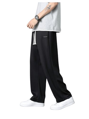 SHENHE Men's Casual Straight Leg Open Bottom Sweatpants Loose Lounge Sweat Pants with Pockets
